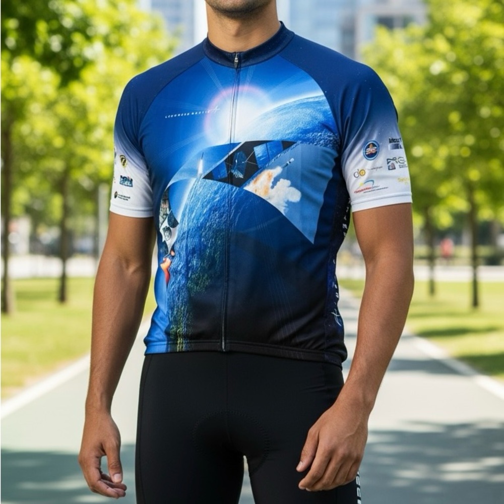 Men's Blue Space-Themed Cycling Jersey